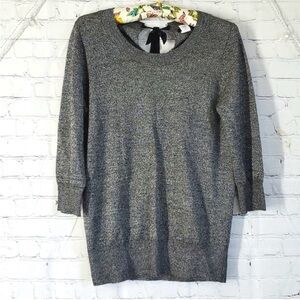 J. Crew Silver Gray Alpaca Wool Gray Metallic Quarter Sleeve Sweater Size Medium